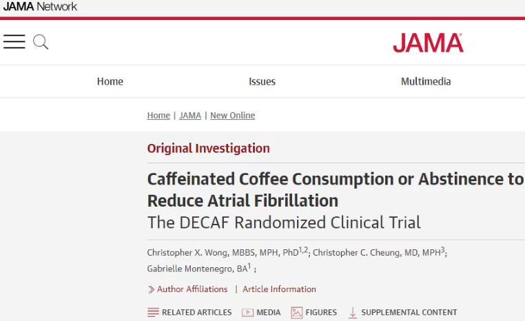 咖啡“洗白”？JAMA最新研究揭示：房颤患者每天一杯咖啡或可降低复发风险