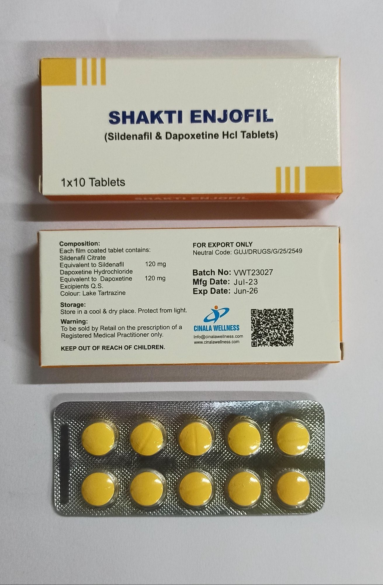 黄战狮双效片 Shakti Enjofil 黄魔双效片-超级黄战狮 印度黄魔双效片 西地那非双效片 Sildenafil with Dapoxetine